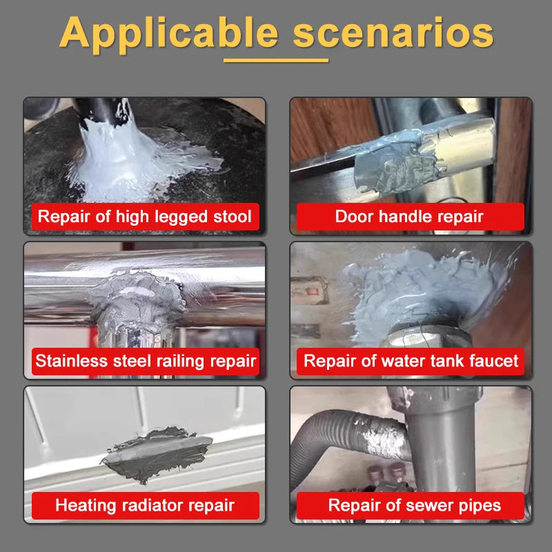 All-Purpose Repair Glue, AB Glue Waterproof Sealant, Casting Repair Glue for Metal, Metal Repair Paste Magic Welding Glue。