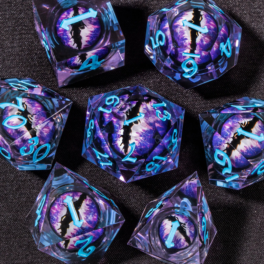 DND Liquid Core Dice Set D&D, Sharp Edge Resin Dungeon and Dragon Dice, Role Playing RPG D and D Dice D20 D12 D10 D8 D6 D4
