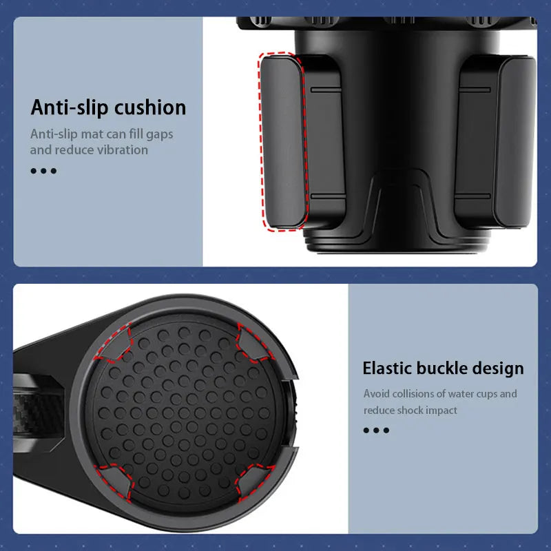 SEAMETAL Premium Car Cup Holder Expander Multi-Function Drink Holder with Food Table 360-Degree Adjustable Base Tray for Snack