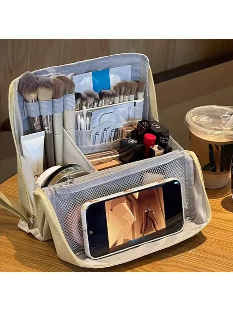 Multipurpose Large Capacity Oxford Cloth Vertical Cosmetic Bag,Travel Cosmetic Storage Bag,Portable,Waterproof,With compartments