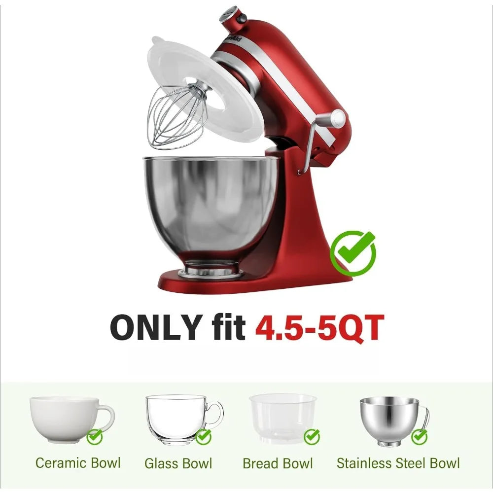 2PC Mixer Bowl Cove Plastic Prevent Spilling Ingredients Secure Mixer Bowl Lid for KitchenAid 4.5-5 Qt Tilt-Head Stand Mixers