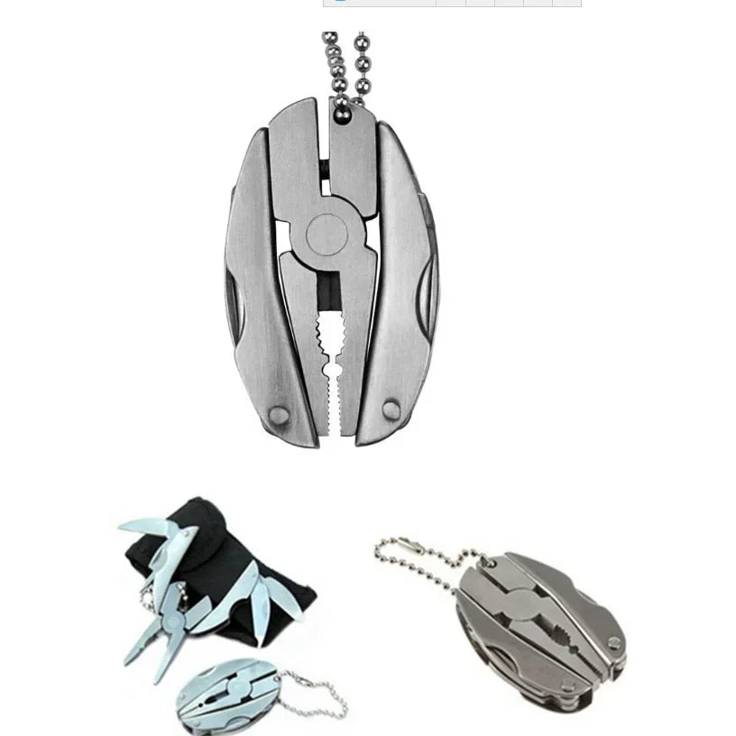 Multitool Folding Pliers Stainless Steel Keychain EDC Tool with Knife Screwdriver for Outdoor Camping Survival Emergency Kit