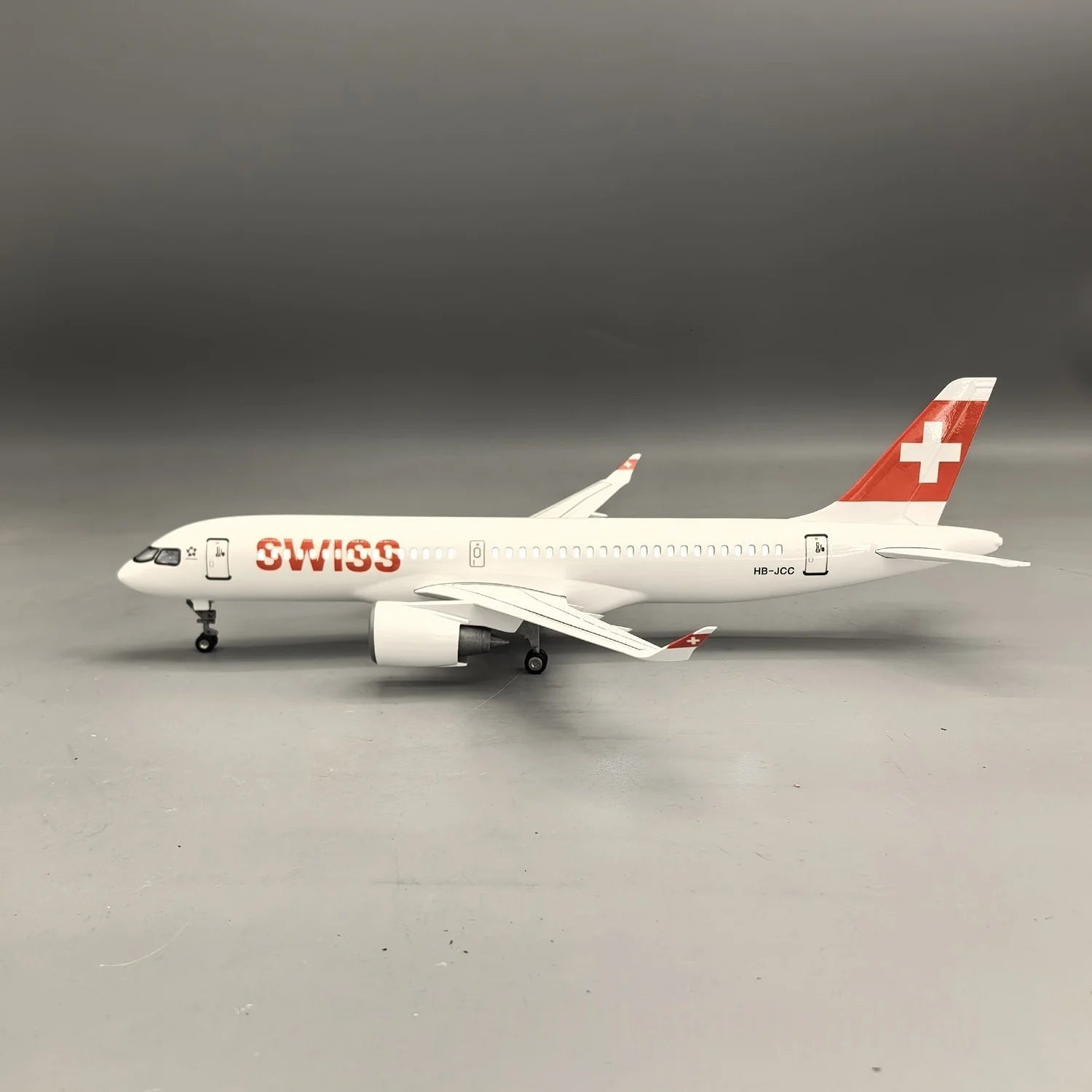 A220-300 Swiss Airways 38cm Resin Aircraft Model With Lights And Wheel Scale Airplane Diecast Aviation Enthusiast Assemble Gift