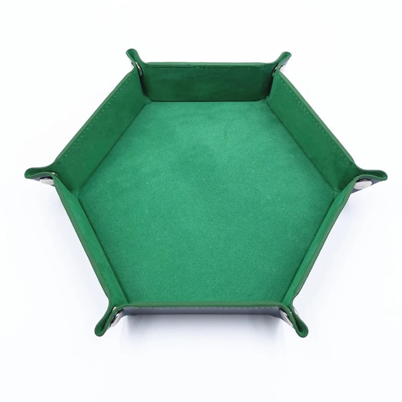 Foldable Dice Tray PU Leather Flannel Game Dice Plate Four Corners Folded Tray Home Desktop Decoration Box Coin Key Storage Tray