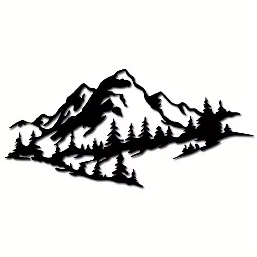 1pc Rust-Resistant Metal Mountain View Decor Black Wall Art for Indoor and Outdoor Home Walls, Stylish and Durable Accent
