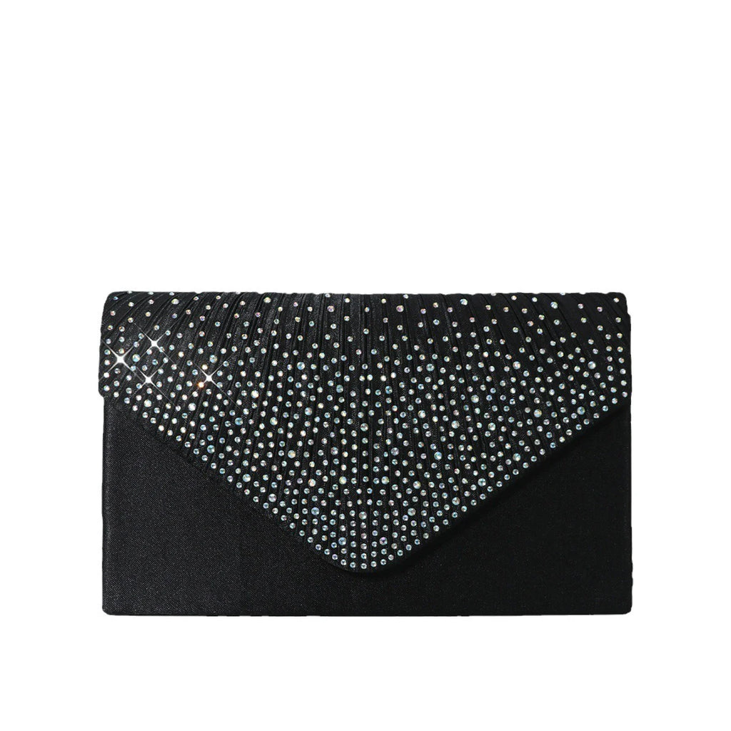 Ladies' Single-shoulder Dinner Bag  Evening Dress Bag Flip Cover Colored Diamond Embossed Clutch Bag  Fashionable Evening Dress