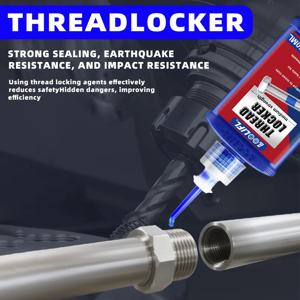 LOOLIFL Thread Locker Blue 10g-50ml Anaerobic Sealant Industrial Grade Screw Glue  for Metal Bolts Nuts Anti-Loosening Adhesive