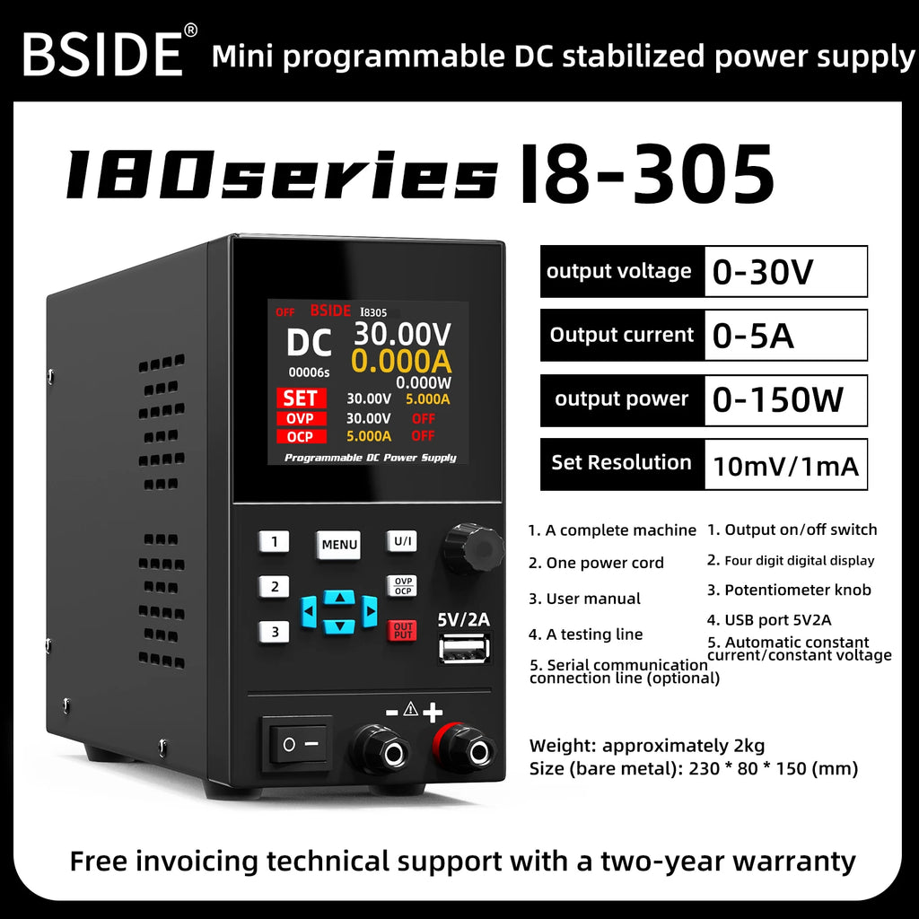 BSIDE I8 40V 20A DC Power Supply Variable, Programmable with Encoder Knob, Adjustable Switching Regulated Bench Power Supply