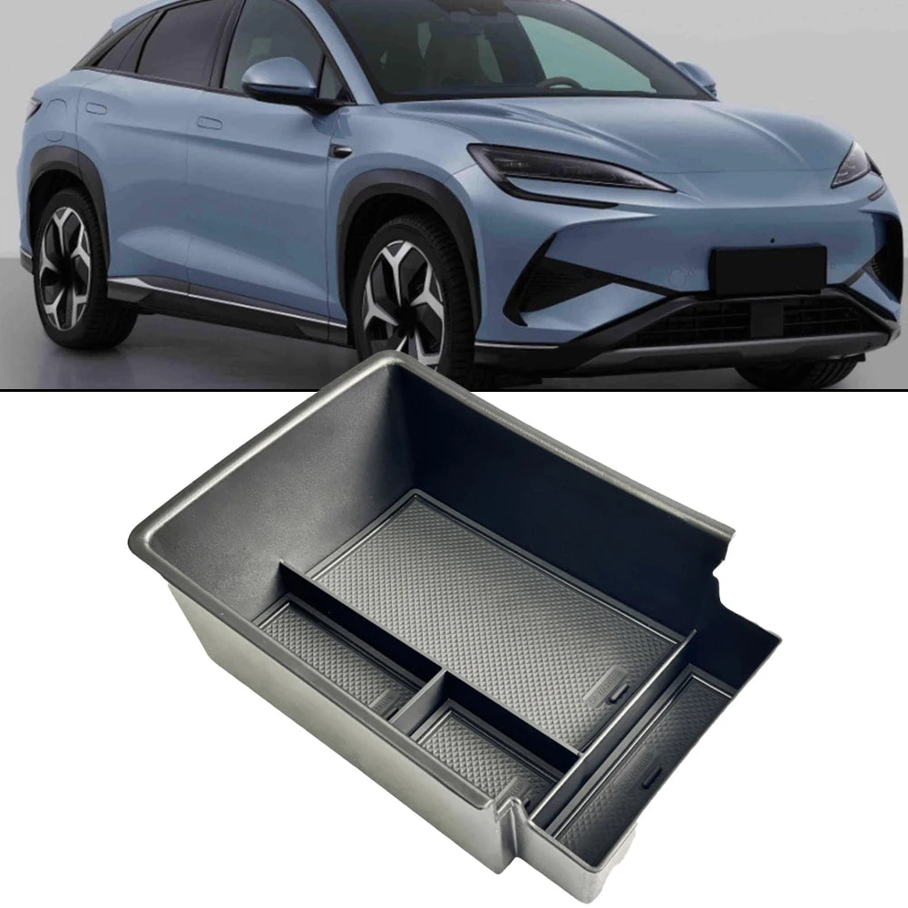 For BYD Sealion 7 2024-2026 Armrest Storage Box Cup Holder Central Control Storage Box Black Car Interior Storage Accessories
