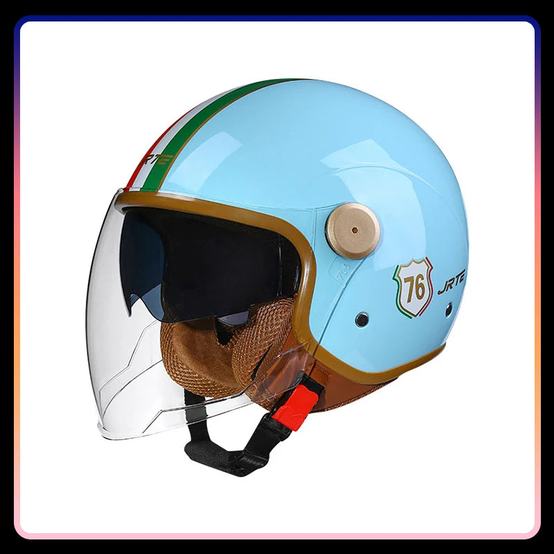New Arrivals Daul Lens Open Face Helmet DOT ECE Approved Men Women Jet Motorcycle Helmet Retro 3/4 Open Half Helmet Double Visor