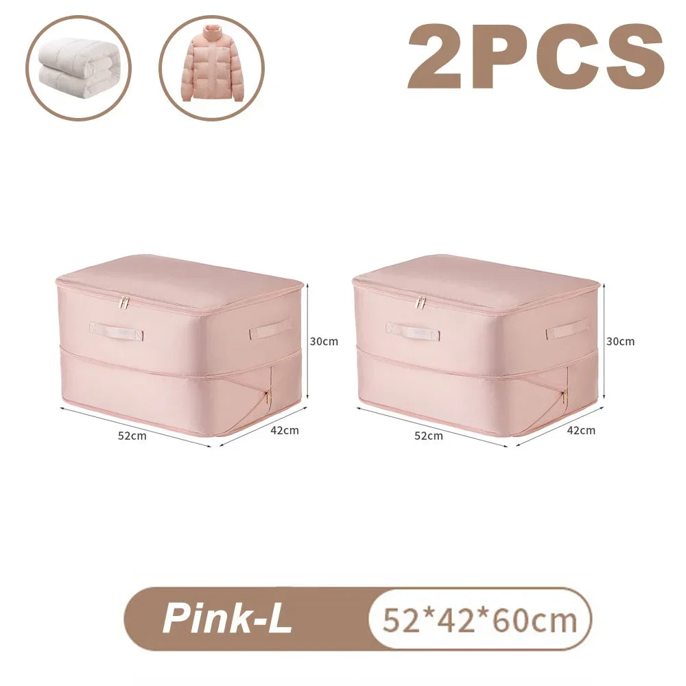 Large Compression Bag Quilt Clothes Closet Cabinet Organizer Storagepouch Ultra Space Saving Self Compression Organizer