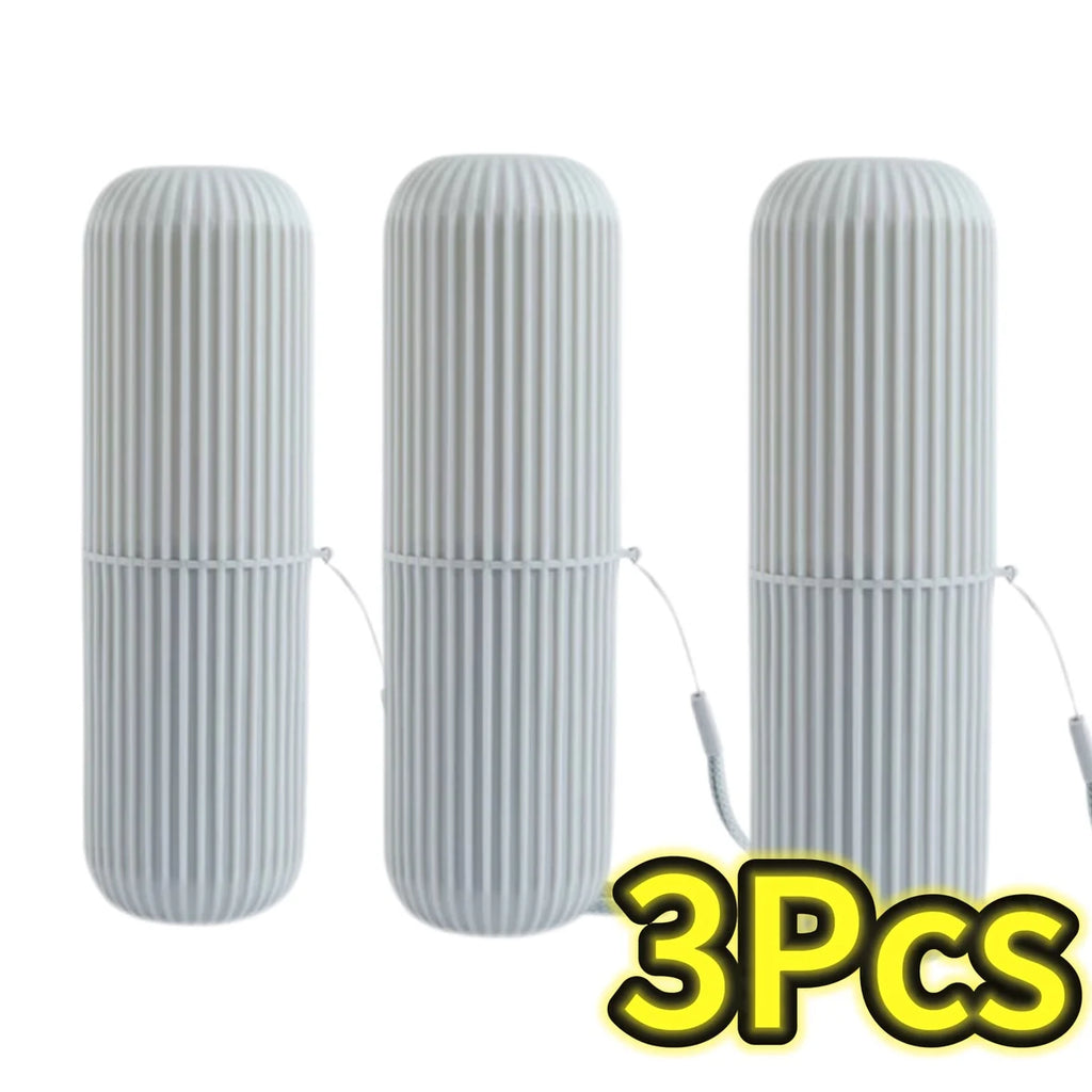 Travel Toothbrush Box Vertical Stripe Portable Mouthwash Cup Brushing Cup Washing Cup Toothware Box Toothpaste Storage Boxes