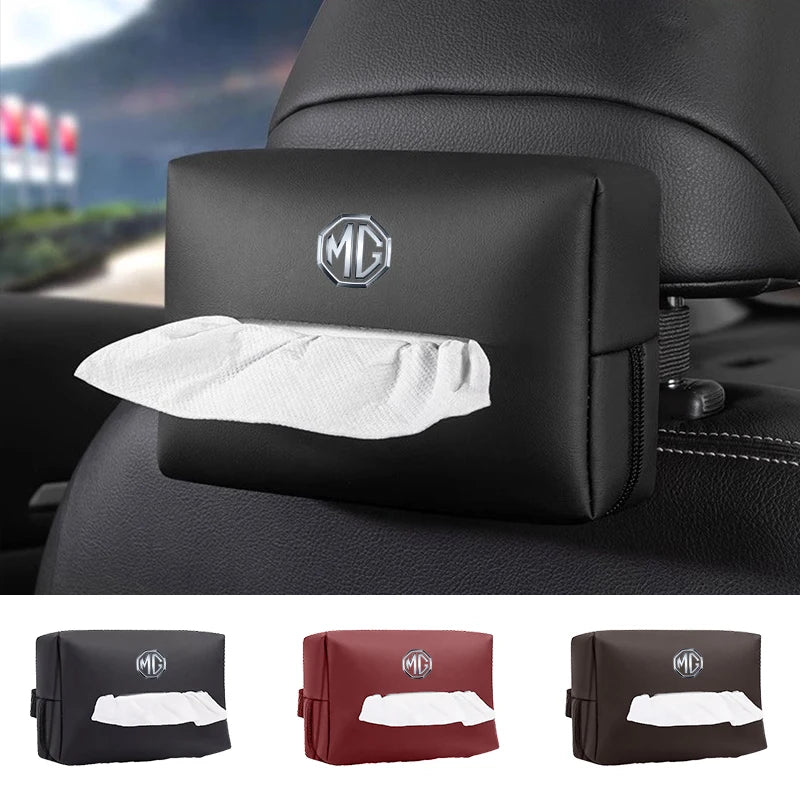 Car Seatback Tissue Box Leather Armrest Paper Case Tower Storage Bag For Morris Garages MG 3 5 6 7 HS ZS GS Hector TF GT ZR RX5