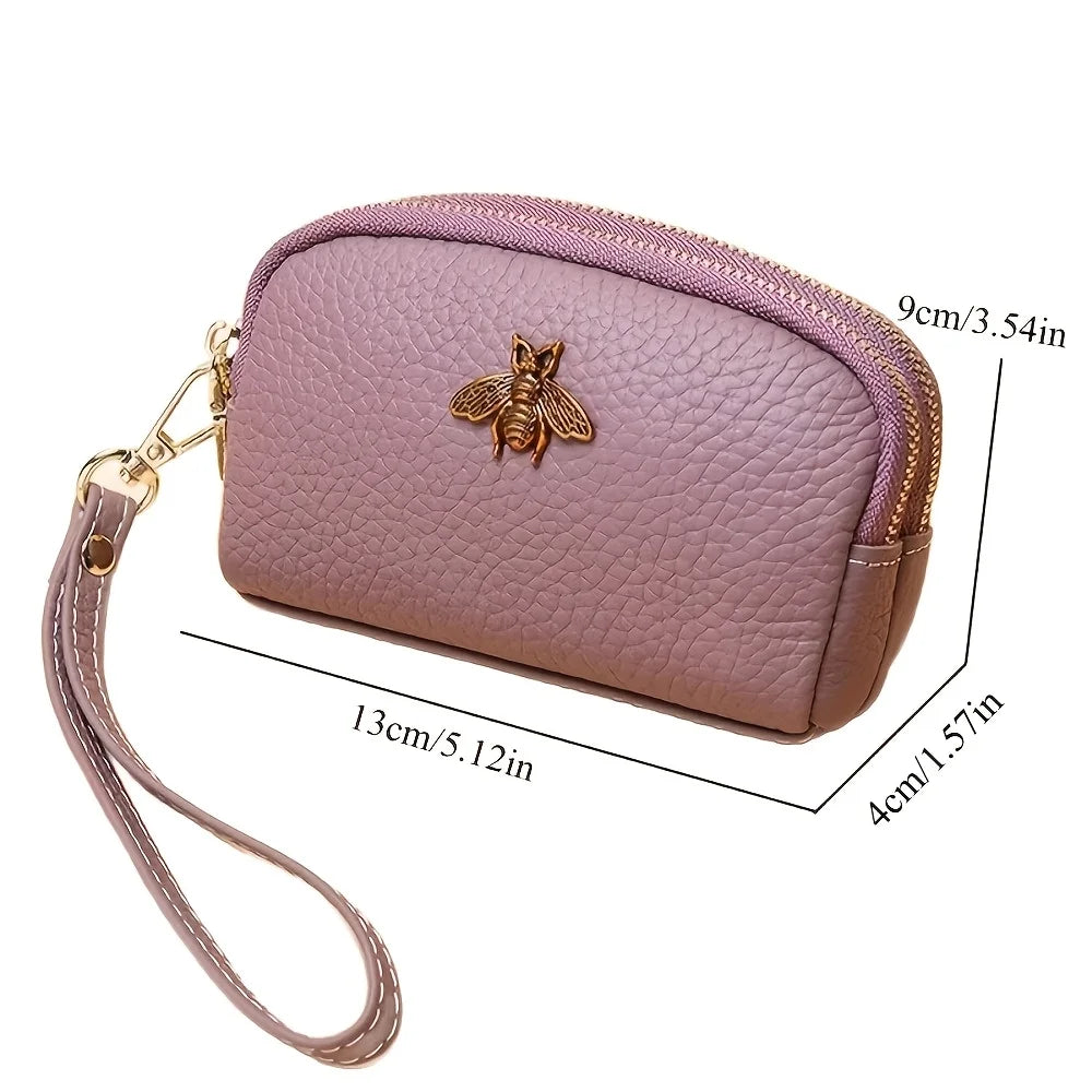 PU soft leather coin purse women 2026 new Korean style fashion minimalist double zipper wristlet women shell handbag