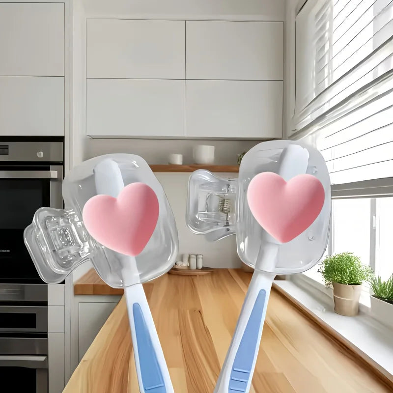 2pcs Pink Heart Toothbrush Holder Clips Home Portable Travel Toothbrush Protective Cap Storage Box Protection Clip Cover Gifts