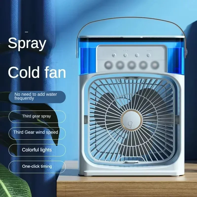 Lenovo Air Conditioner Ice Fan Mini USB Portable Air Cooler Humidifier Water Mist Spray LED Night Light Desktop Cooling Fan