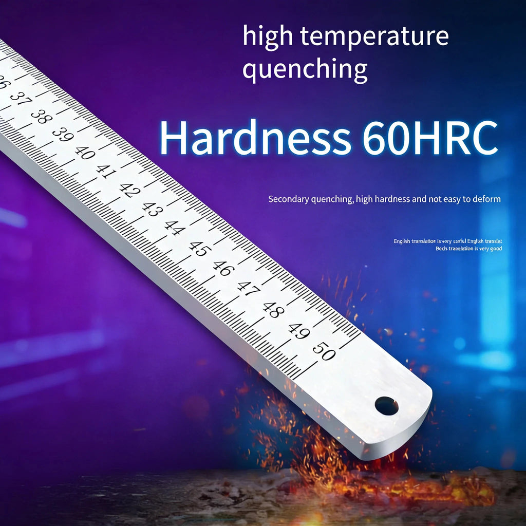 5mm Thick Stainless Steel Ruler | Tempered Car Safety & Measuring Tool | Multi-Purpose Heavy Duty Scale