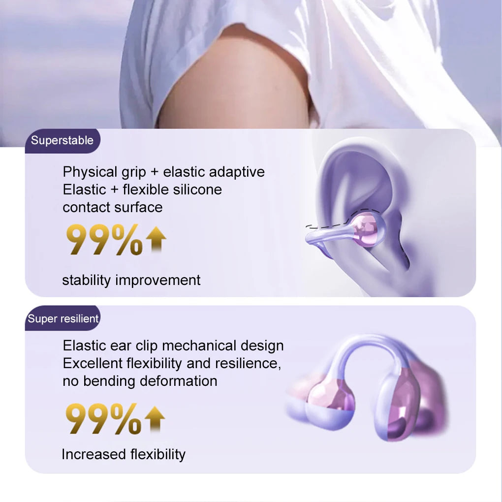 New Wireless Headphones Bluetooth Headset With Mic Handsfree Noise Canceling Earphones Clip Ear Music Sports Gaming Earplug