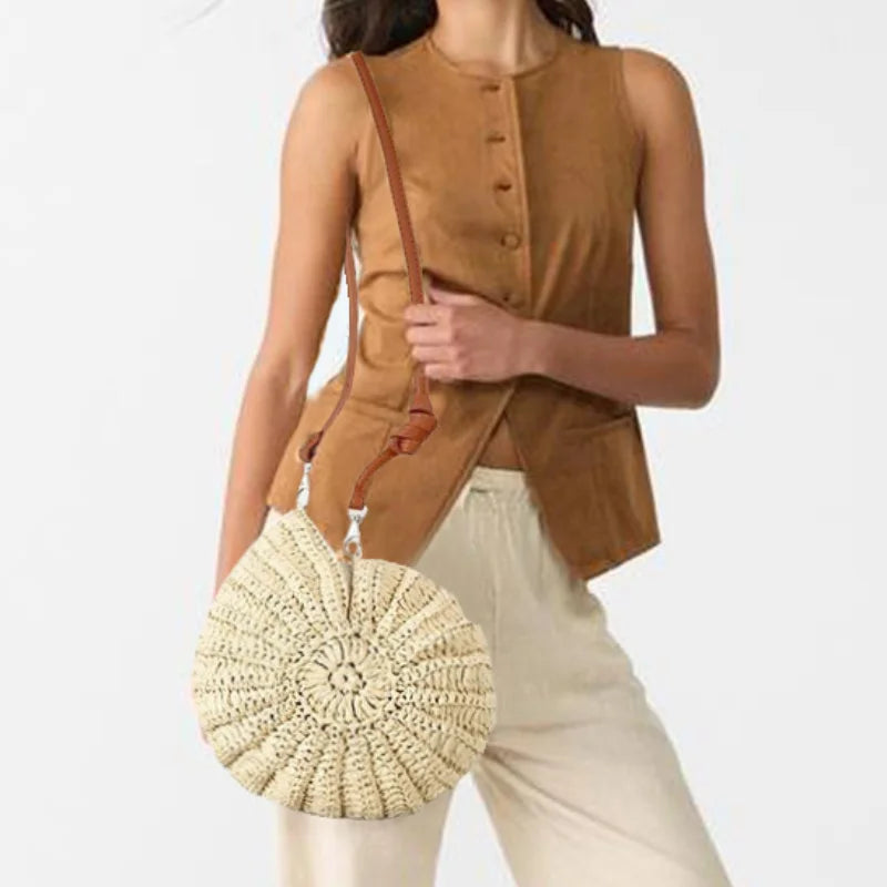 Creative Candy Color Conch Bag For Women Crochet Shoulder Bags Funny Cute Pearls Chains Handmade Weave Crossbody Hobo Shell Bag