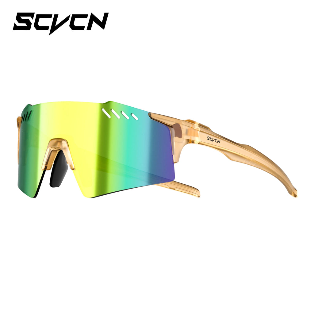 SCVCN Hiking Eyewear Fashion Rimless Cycling Glasss Outdoor Sports Running Drving Sunglasses for Men Goggles Mtb Bicycle 1 Lens