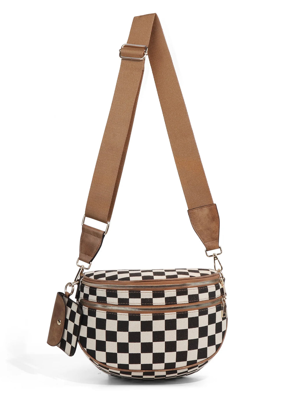 New checkered crossbody bag, shoulder bag, large-capacity shell bag