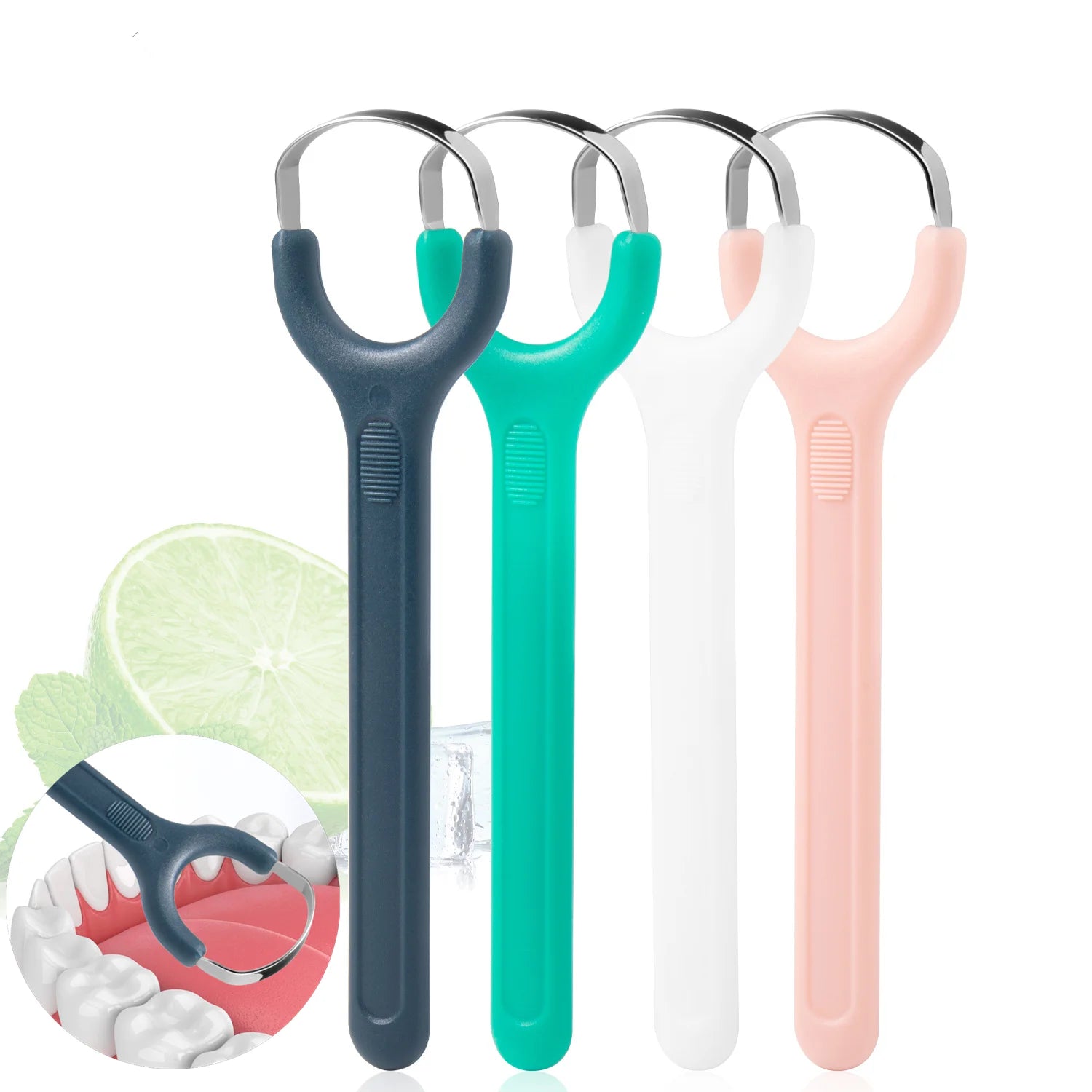 1PCS Stainless Steel Tongue Scraper Fresh Breath Cleaning Coated Tongue Toothbrush Oral Hygiene Metal Tongue Scraper
