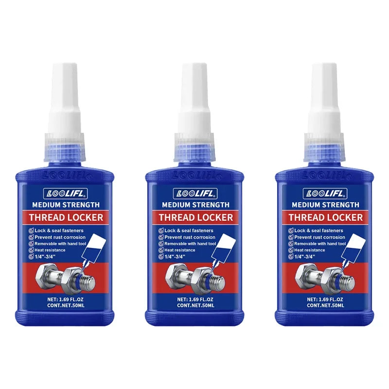 Best-Selling 1-5Pcs Thread Locking Agent, Blue, Medium Strength, Removable Anaerobic Adhesive for Screws and Nuts, Anti-Loosening, Corrosion-Resistant, 10Ml-250Ml