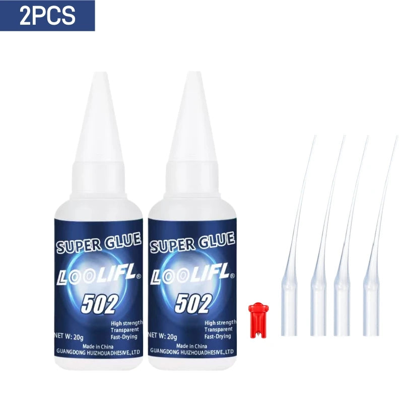 8PCS LOOLIFL 502 Super Glue 20g Strong Instant CA Adhesive Waterproof With Nozzles Metal Wood Glass Car DIY Craft Repair