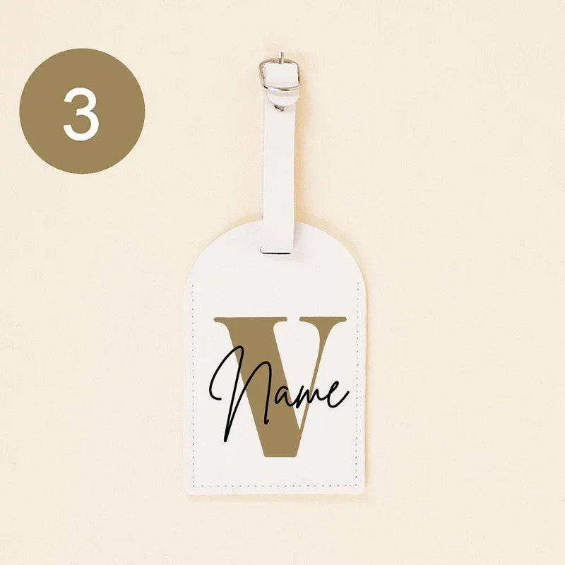 Personalised Monogram PU Luggage Tag Initial with Name Leather for Suitcase Baggage Handbag Tags Travel Bag Label Tag Best Gifts