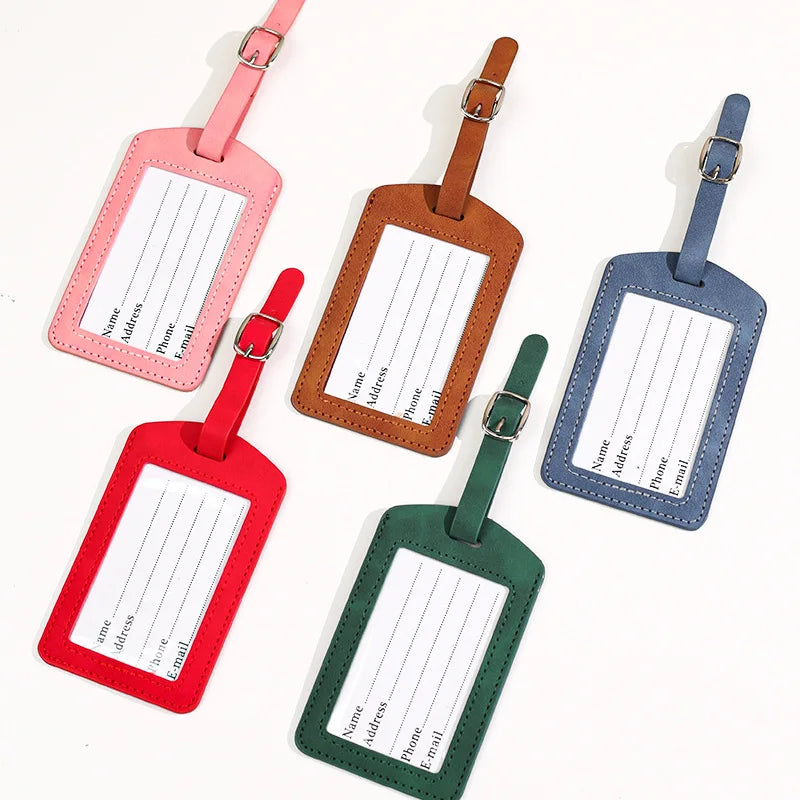Leather Luggage Tag Name Address ID Holder Travel Accessories Baggage Label Suitcase Tag