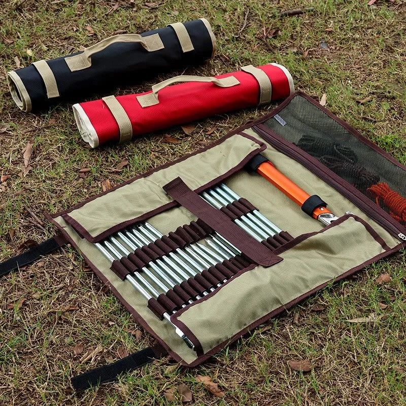 Outdoor Camping Forging Pack Bag Storage Pouch Aluminum Hammer Tarps Stake Tent Peg Tool Set Storage Canvas Bag Camp Gear Supply