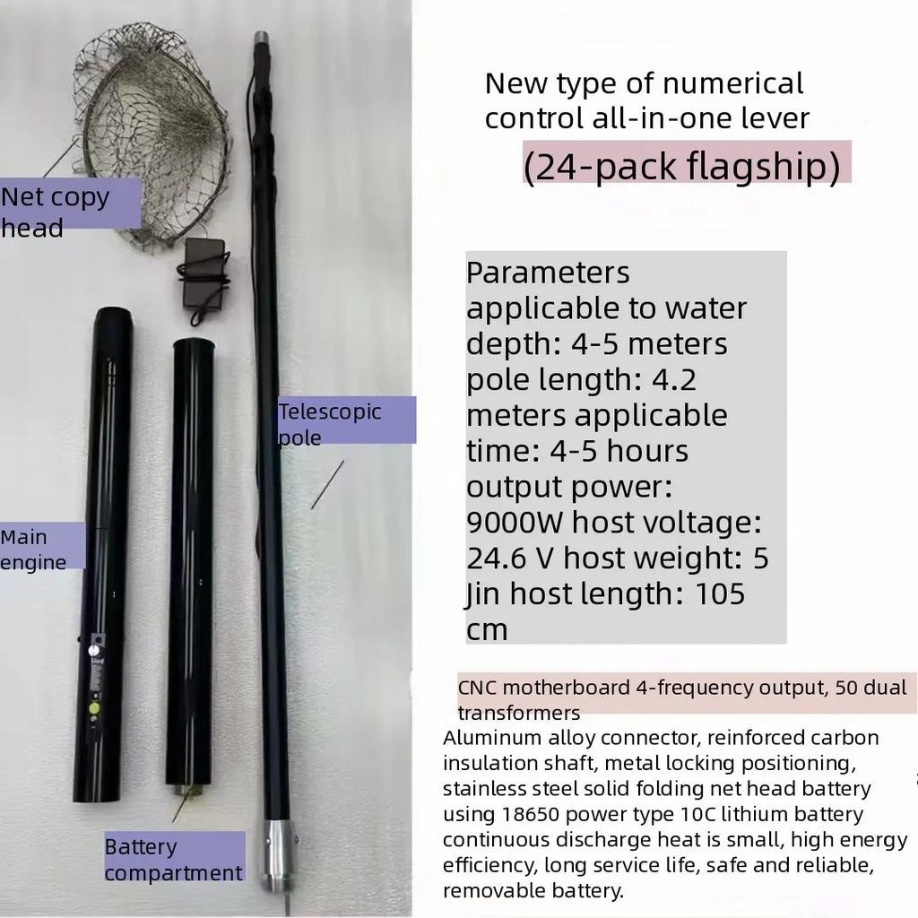 4.2m 9000W Ultra-light Aluminum Alloy Electric Automatic Telescopic Fishing Net Foldable Hand Tool,fish net electric 물고기 전기충격뜰채