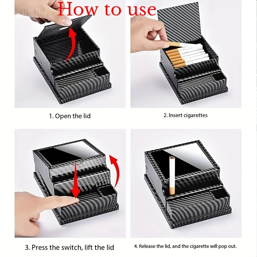 1pc Automatic Ejection Cigarette Holder Capacity Portable Storage Home Office Smoking Accessory Dispenser Without Built Lighter