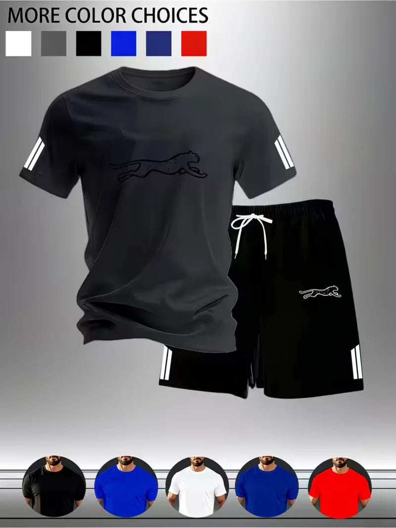 New Street Trendy Men's Summer Breathable Sportswear Short Sleeve Shorts Lightweight Quick Drying Comfortable Fashionable Sports