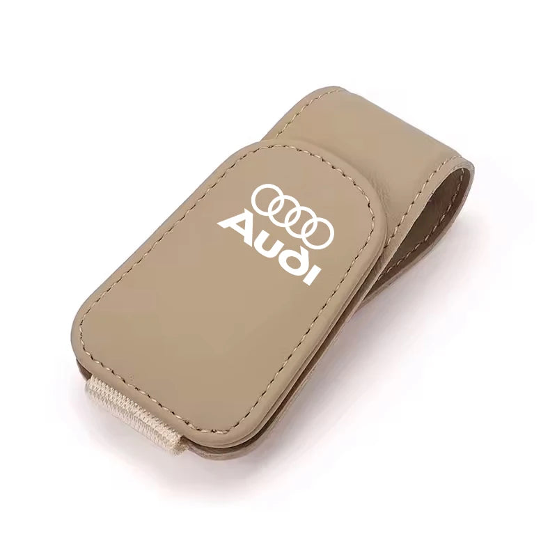 For Audi Sline A4 A3 A6 TT S4 S5 S6 A1 A2 A5 A7 A8 Q1 Q2 Q3 Q4 Q5 Q6 Q7  Car Leathers Glasses Clip Sun Visor Sunglasses Card Box