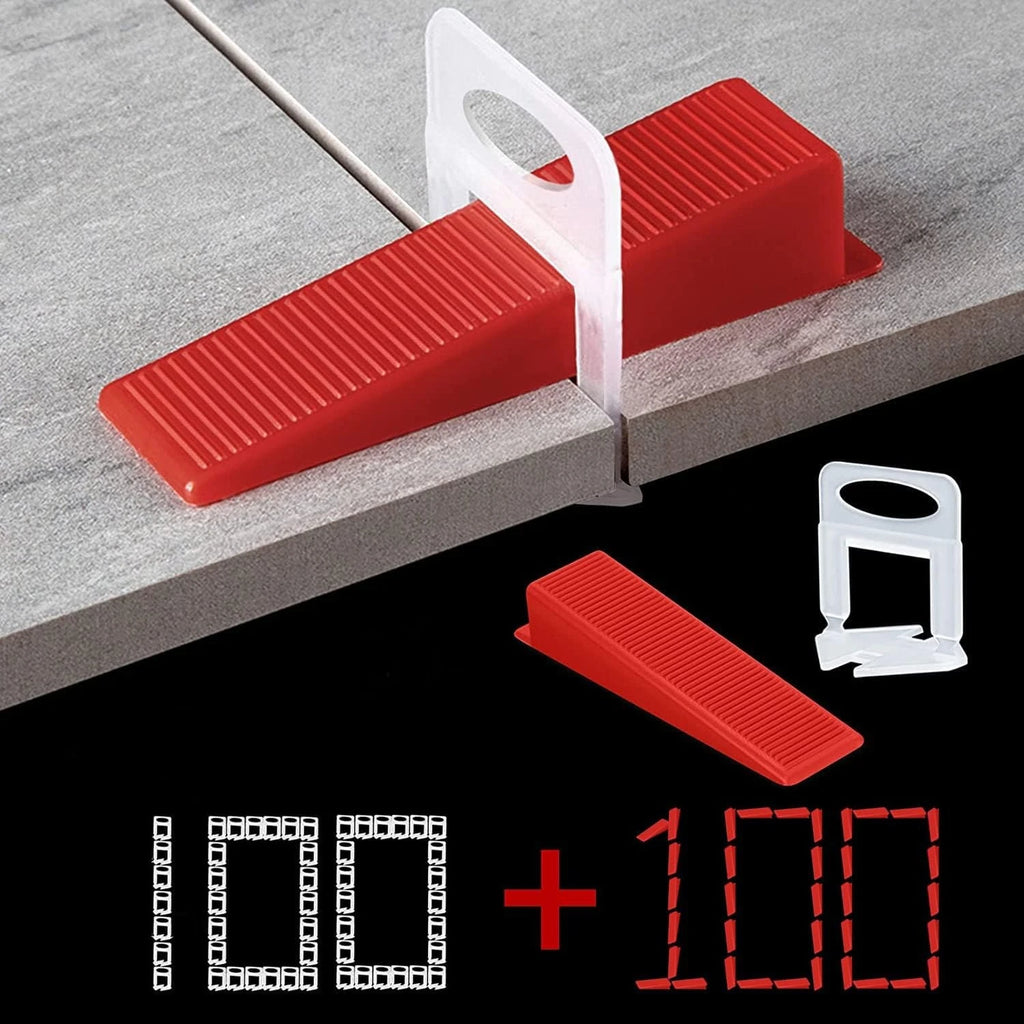 100pcs Set Tile Leveling System Wedges with Clips 1/25''(1mm) Professional Ceramic Tile and Stone Installation