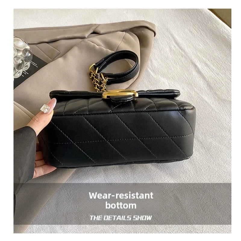 2026 New Fashion Women Flap Handbag C Shape Metal Buckle Chain Crossbody Bag Ladies Solid Color Shoulder Bag Daily Party Casual