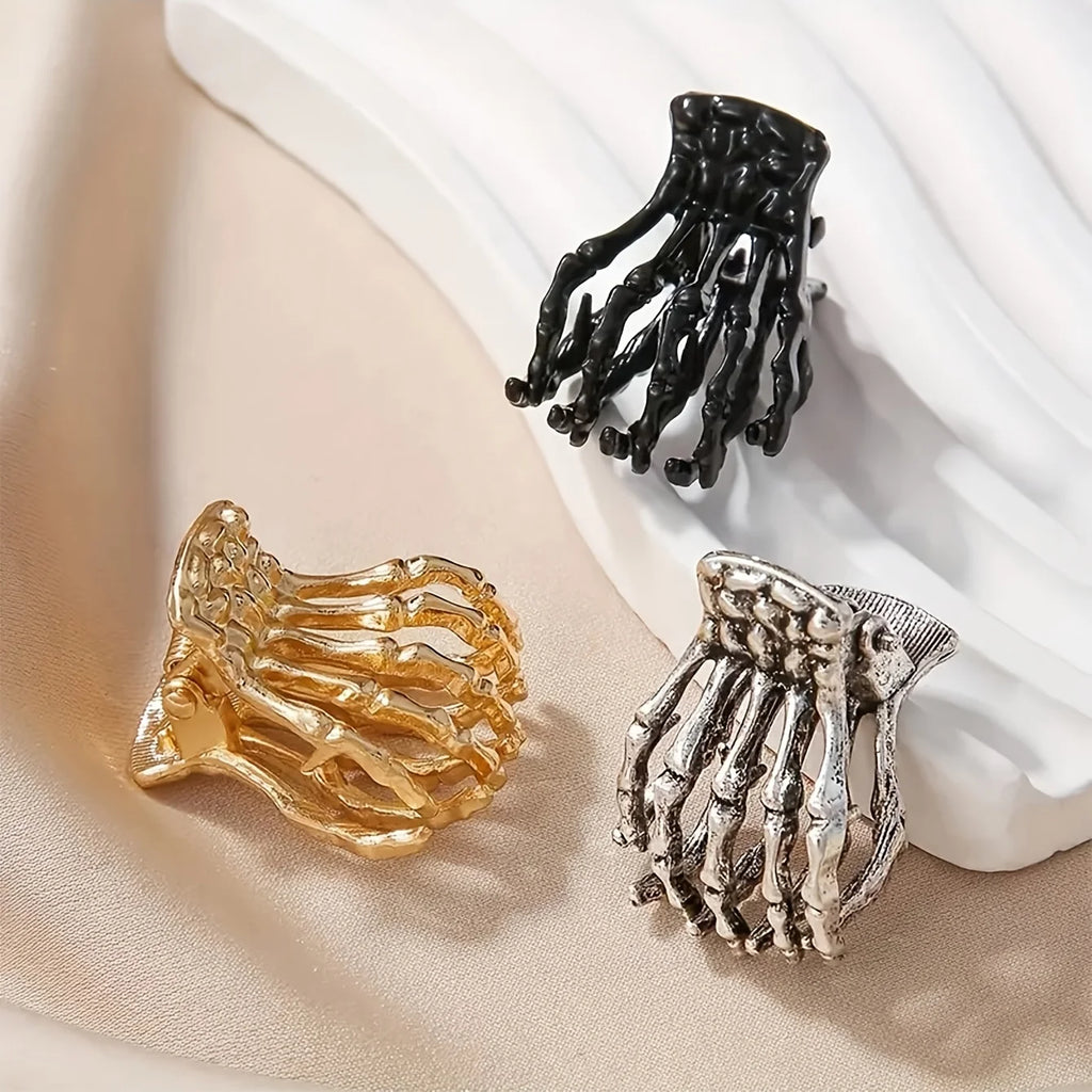 4pcs Gothic Skull Hand Hair Clips - Trendy Skull Claw Clips, Perfect for Halloween Decoration