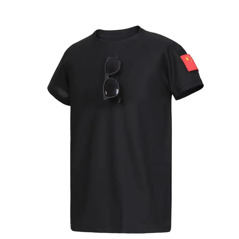 Men's Quick Dry Embroidered Plus Size Shirts Summer Male Breathable Clothes Elastic Plain Camping Climbing Hiking T-shirts
