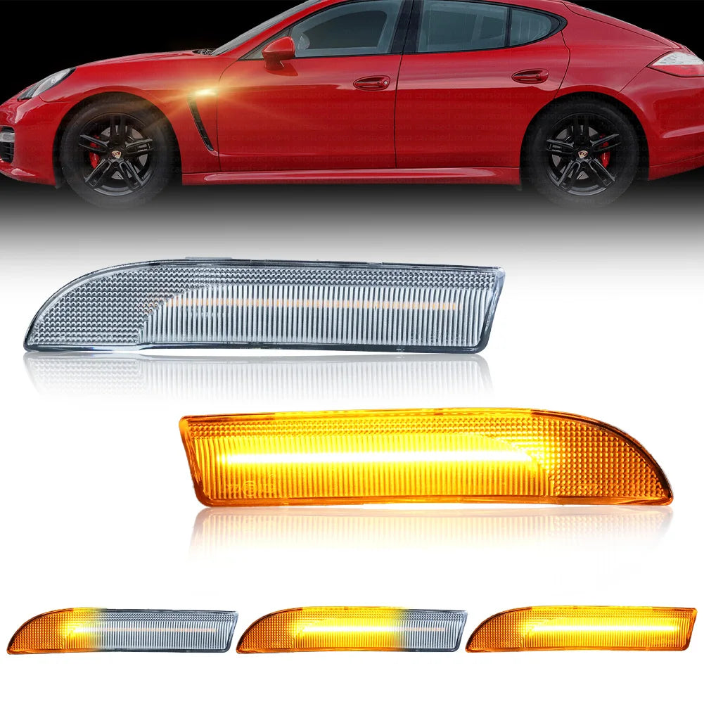 2X Front Side Marker Light Fender Light Turn Signal Light W/LED For 2009 210 2011 2012 2013 2014 2015 2016 Porsche Panamera 970