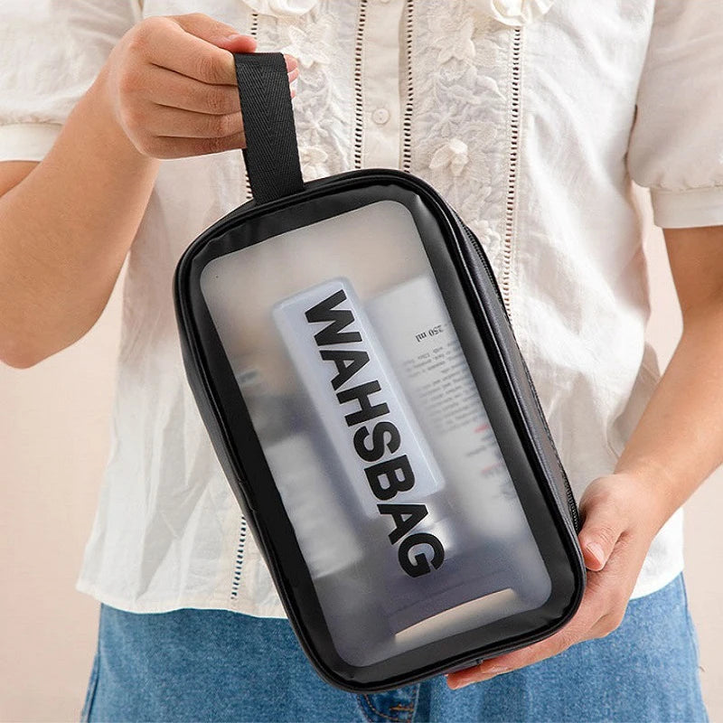 PVC Portable Travel Wash Makeup Bag Women's Cosmetic Bag Large-Capacity Transparent Waterproof Storage Box Organizer