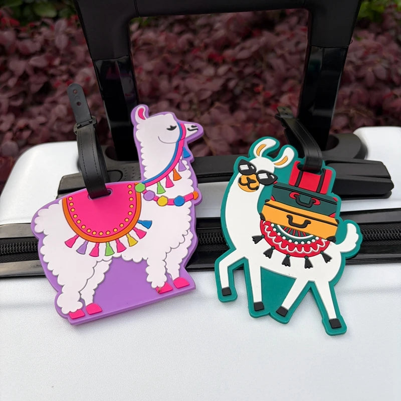 1/2Pcs Animal Luggage Tag Alpaca Airport Checked Baggage Anti-Loss Identifier Tag Hanging Luggage Tag for Couples Travel Essentials