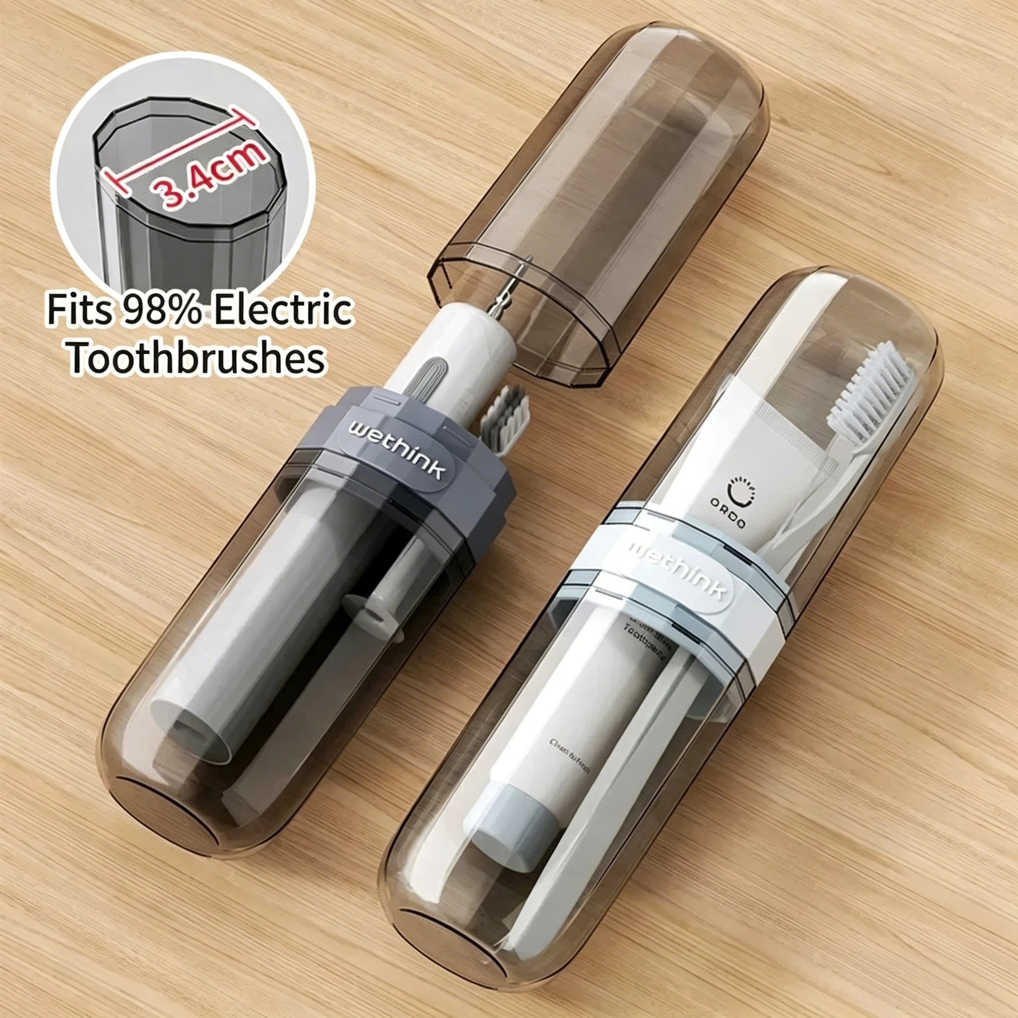 Portable Clear Travel Toothbrush Case, All-in-One Electric Toothbrush Holder, Hard Shell Organizer for Business Trip Gym Camping