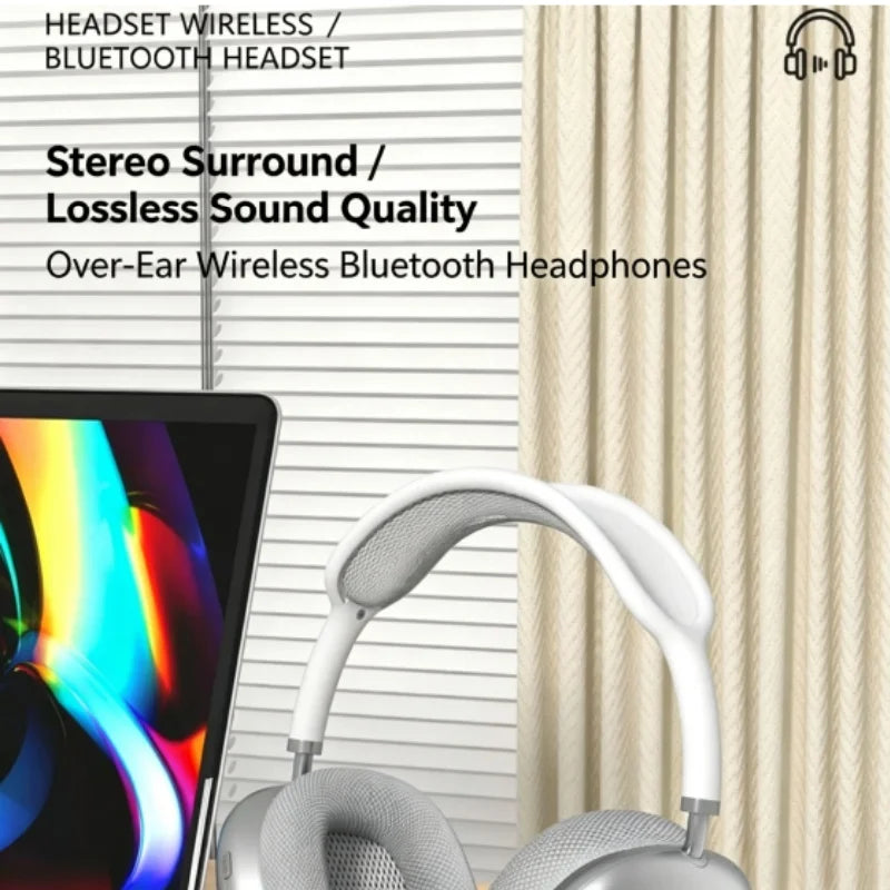 P9 Plus Max Overhead Wireless Bluetooth Earphones Noise-Canceling Long Standby Card-Slot Large Cushioned Ear Covers for Comfort