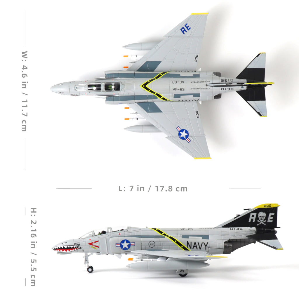 NUOTIE F-4C Phantom 1:100 Scale Model Aircraft Kit Metal Diecast Airplane Model Kit Military Decorations&Gifts (Navy Livery)