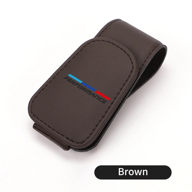 For BMW Car Leather Glasses Clip Sunglasses Holder with Hidden Card Slot 1 3 5 Series X1 X3 X4 X5 X7 G20 G38 F20 F39 F48 E46