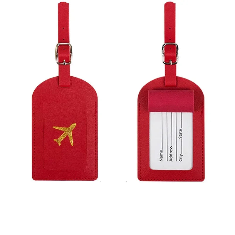 Luggage Tag Women Men PU Leather Travel Suitcases Identifier Label Baggage Boarding Bag Tags Name ID Address Holder Accessories
