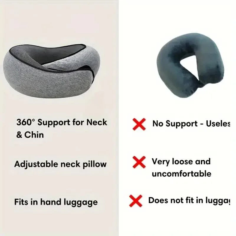 Travel Neck Pillow Memory Foam U Shaped Snail Style Portable Adjustable Soft Noon Break Sleep