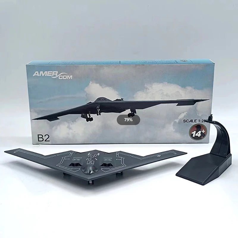 10.5cm Airplane Model AMER B2 Stealth Aircraft Alloy Simulation Static Aircraft Model 1066 America for Display Collections or Gi