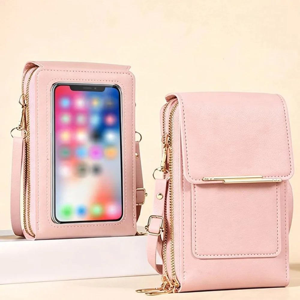 PU Leather Crossbody Phone Bag Touch Screen Cell Phone Purse Women Shoulder Bags Durable Luxury Handbag Card Lipstick Storage